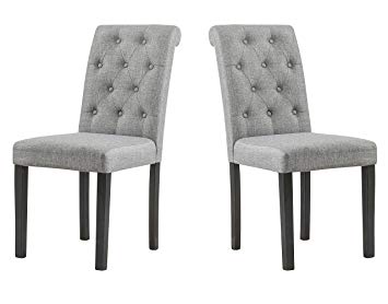 YEEFY Habit Solid Wood Tufted Parsons Dining Chair (Set of 2) (Gray)