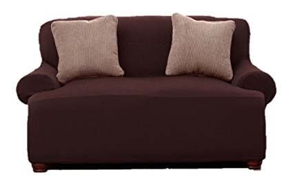 Le' Benton  Stretchable Love Seat Cover - Brown