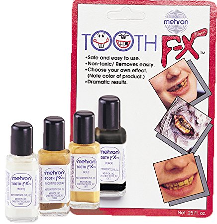 Mehron Makeup Tooth FX with Brush, BLACK for Special Effects| Halloween| Movies- .25oz.