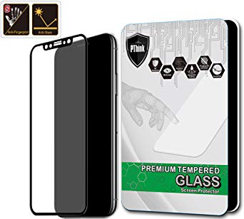 PThink Full Coverage Matte Anti-Glare Anti-Fingerprint Tempered Glass Screen Protector for iPhone X (Black)