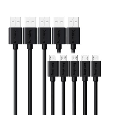 Lumsing Micro USB Cable 5 Pack Micro USB 6ft Premium Android Cable USB 2.0 A 2M Male to Micro B Sync and Charging Cables for Android Smartphones