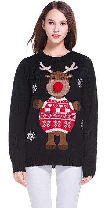 *daisysboutique***** Women's Christmas Cute Reindeer Knitted Sweater Girl Pullover