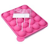 Inviktus 20 Silicone Tray Pop Cake Stick Mould Lollipop Party Cupcake Baking Mold Pink