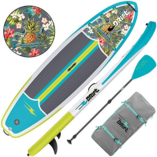 Drift Inflatable Stand Up Paddle Board, SUP with Accessories | Pump, Lightweight Paddle, Fin & Backpack Travel Bag