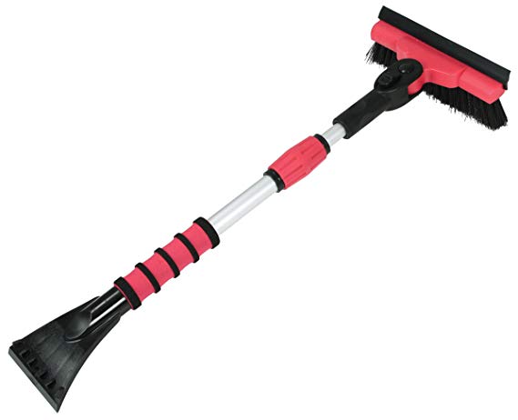 Mallory 580-EP Mini Telescoping 35" Pivoting Dual Head with Squeegee and Integrated Ice Scraper (Colors may vary)