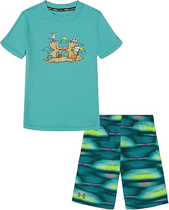 Under Armour Boys' Swim Volley Set, Sleeve Shirt & Matching Shorts, Lightweight & Breathable