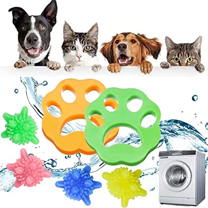 BTkviseQat Tierhaarentferner Waschmaschine 6 Stück Katzenhaarentferner, Wiederverwendbar Tierhaar Fusselpfote Hundehaare Waschmaschine, Fusselbälle Waschmaschine Pet Hair Remover für Tierhaare/Wäsche