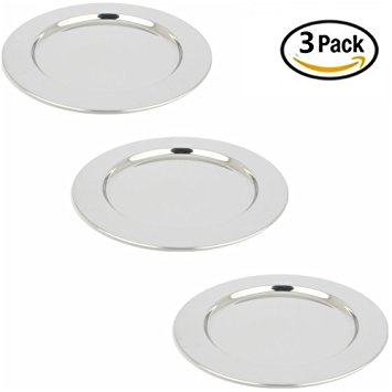 Yamde 3 Pcs 8.5 Inch Stainless Steel Round Plate Set for Camping Outdoor，Serving Tray，Dish Plate，Kitchen