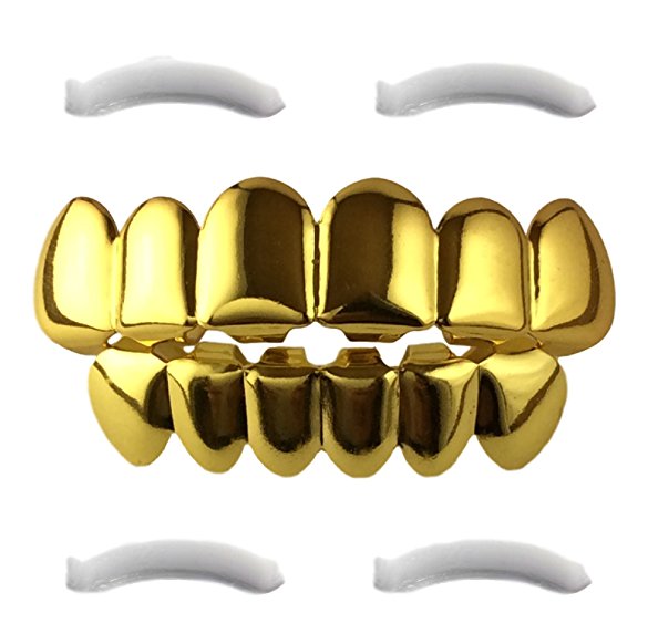 24K Gold Plated Grillz for Mouth Top Bottom Hip Hop Teeth