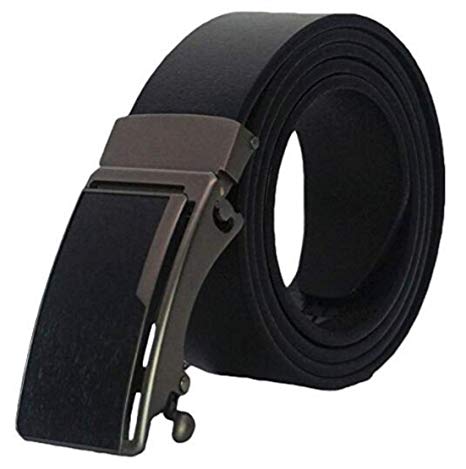 West Leathers Men's Leather Ratchet Dress Belt with Automatic Buckle