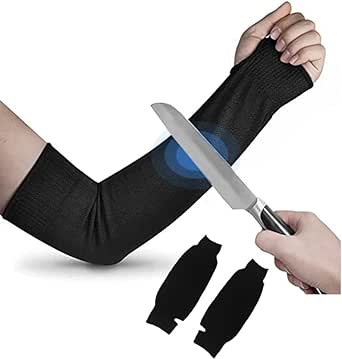 IXIGER Cut Resistant Sleeves,arm Protection For Gardeners,arm Protectors For Thin Skin,45cm Kevlar Sleeves Arm Protection Sleeves For Garden, Kitchen, Welding, Etc.1 Pair （black）