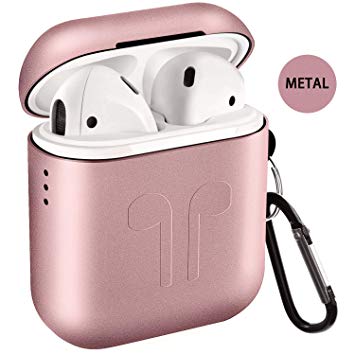 Metal Airpods Case 2019 Newest Full Protective Skin Cover Accessories Kits Compatible Airpods 1&2 Charging Case[Front LED Not Visible]