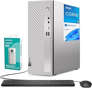 Lenovo IdeaCentre 3 i5 Desktop, Intel i5-14400,7-in-1 Card Reader, 16GB RAM, 1TB SSD, Wi-Fi 6 VGA, Wired KB & Mouse, Windows 11 Home, Bundle with ADATA Technology P10000QCD Power Bank