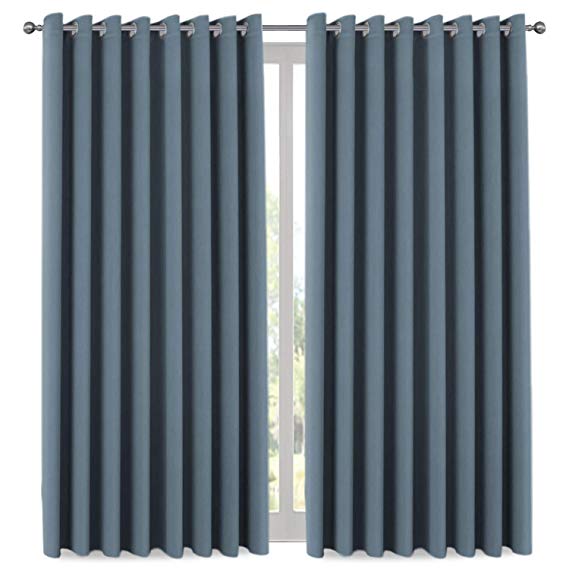 Blackout Vertical Blinds for Patio Door, Sliding Door Thermal Insulated Curtain, Gromment Top Room Divider Curtain for Bedroom 84 Inches Long, 8.5ft Wide x 7ft Long, Stone Blue, One Panel