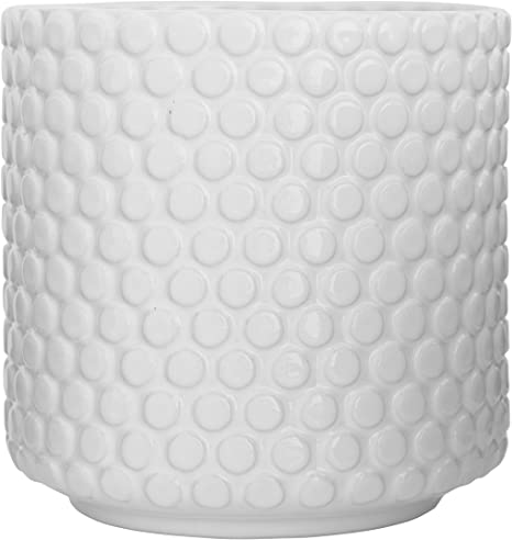Bloomingville Stoneware Pot with Raised Polka Dot Design, 6", White