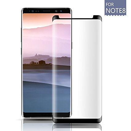 Galaxy Note 8 Screen Protector, Woitech [3D Curved] [HD Clear] [Bubble Free] Tempered Glass Screen Protector for Samsung Galaxy Note 8 (Black)