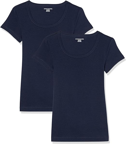 Amazon Essentials Womens 2-Pack Slim-fit Cap-Sleeve Scoopneck T-Shirt