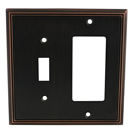 Cosmas 65027-ORB Oil Rubbed Bronze Single Toggle / GFI Decora Rocker Combo Wall Switch Plate Switchplate Cover