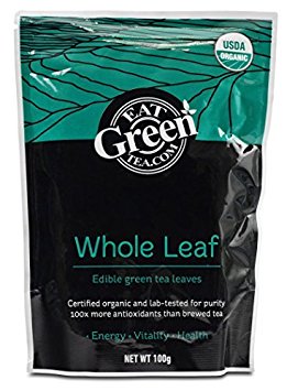 Organic Matcha Green Tea Leaves - Antioxidant Whole Leaf Edible Green Tea - 100 grams