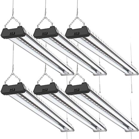 Sunco Lighting 6 PACK - ENERGY STAR - 4ft 40W LED Industrial Utility Shop Light, 4000lm 300W Equivalent, Double Integrated LED Fixture, Aluminum Design, Ceiling Light, Garage, Frosted (5000K-Daylight)