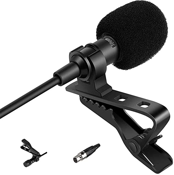 Sujeetec Lapel Microphone Lavalier Mic Mini XLR 4 Pin TA4F Plug Cardioid Clip on Condenser Mic Compatible with Shure Wireless System Bodypack Transmitter