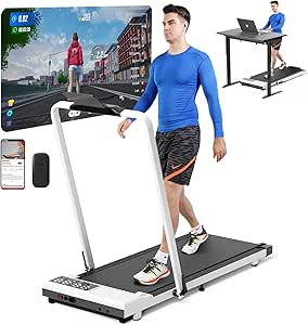 SupeRun 3 in 1 Walking Pad Treadmill, 3.0HP Treadmills for Home, Under Desk Treadmill for Home Office with Remote Control & Smart APP, 300lbs Capacity Powerful Quiet Walking Pad with Handle Bar