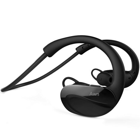 AWN Sweatproof Headphones Wireless Bluetooth Headset In Ear Earbuds for Running Sport Gym with Mic, Ergonomics Earhook Design