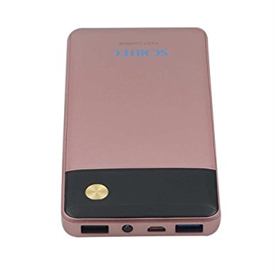 10,000mAh Power Bank, SCHITEC Quick Charge 3.0 Dual 2 Output Portable External Power Bank Battery Charger Pack for iPhone 7/6/5/4, iPad, iPod, Samsung Galaxy Devices, Smart Phones, Tablet PC (Pink)