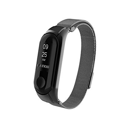 for Xiaomi Mi Band 3 Bands,T-Bluer Replacement Wrist Stainless Steel Strap Wirstband for Xiaomi Mi Band 3 Smart Bracelet Accessories(No Tracker)