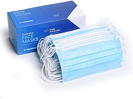 Disposable Face Mask, Breathable Masks (Pack of 50)