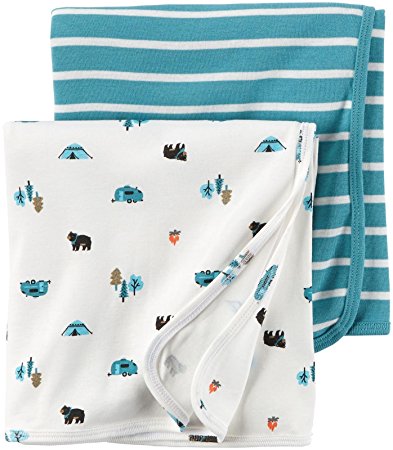 Carter's Babysoft Swaddle Blankets - Turquoise - 2 ct