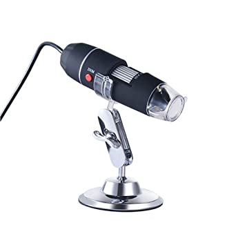 UEETEK Portable USB Digital Microscope 40X-1000X Electron Microscope with 8 LED Light and Silver Bracket