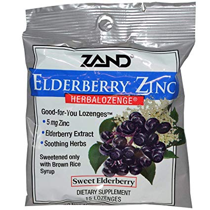 Zand, (6 Pack) Elderberry Zinc, Herbalozenge, Sweet Elderberry, 15 Lozenges