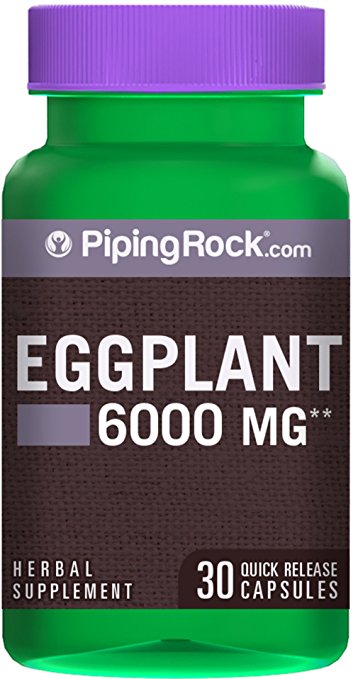 Piping Rock Eggplant Extract 6000 mg 30 Quick Release Capsules Herbal Supplement