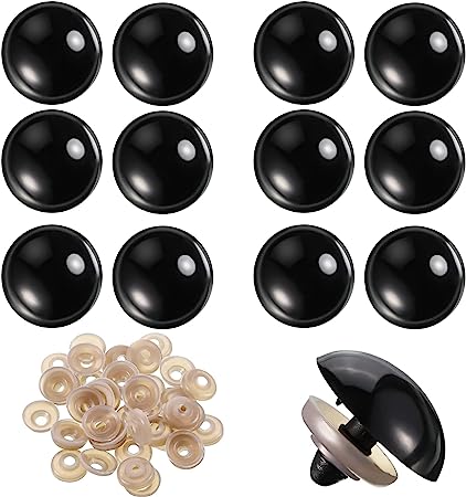 100 Pieces Large Safety Eyes for Amigurumi Stuffed Glitter Animal Eyes Plastic Craft Crochet Eyes for DIY of Puppet Bear Crafts Toy Doll Making Supplies (Black,20mm)