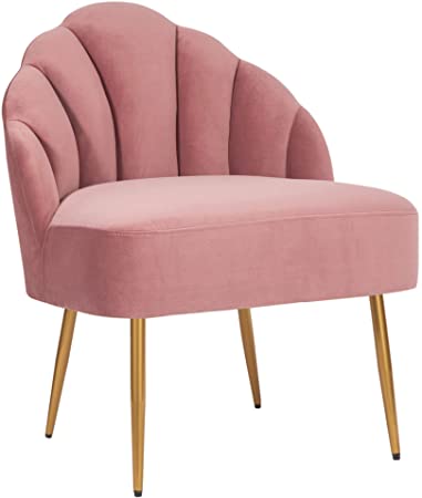 Amazon Brand – Rivet Sheena Glam Tufted Velvet Shell Chair, 23.5"W, Rose