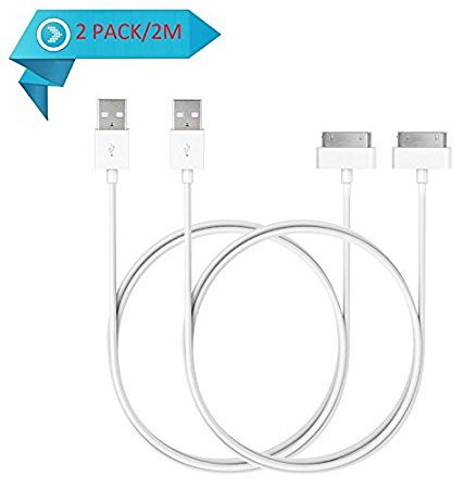 High Grade - [2-Pack] Extra Long USB Sync & Charge Cable for Apple iPhone Models [ iPhone 4s, iPhone 4, iPhone 3Gs, iPhone 3G, iPhone ] , iPad Models [ iPad (3rd generation), iPad 2 (2nd generation), iPad (1st generation)] and iPod Models [ iPod touch 4th Generation, iPod touch 3rd Generation, iPod touch 2nd Generation, iPod nano 6th Generation iPod nano 5th Generation, iPod nano 4th Generation, iPod classic 160GB (2009), iPod classic 120GB (2008)] - Length : 2 meters / 6.6 ft - AAA Products®