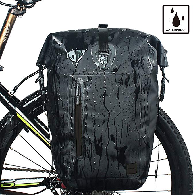 Rhinowalk Bike bag Waterproof Bike Pannier for Biycle cargo rack 25L postman saddle Bag Shoulder bag laptop pannier rack Bicycle Bag Professional Cycling Accessories (Two in one)