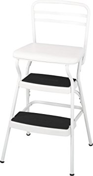 Cosco Retro Counter Chair/Step Stool with Lift-up Seat, White