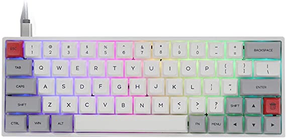 EPOMAKER SK64S Hot Swappable Bluetooth 5.1 Wireless/Wired Mechanical Keyboard with RGB Backlit, PBT Keycaps,IP6X Waterproof for Win/Mac/Gaming (Gateron Optical Black, Grey White)