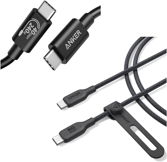 Anker 515 USB 4 Cable 3.3 ft, Supports 8K HD Display, 40 Gbps Data Transfer, 240W Charging USB C to Type-C Cable & Anker 543 USB C to USB C Cable (240W, 6ft), USB 2.0 Bio-Nylon Charging Cable