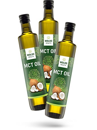 WoldoHealth MCT Oil C8 and C10 pure 100% coconut flavorless & odorless bulletproof 3x 500ml