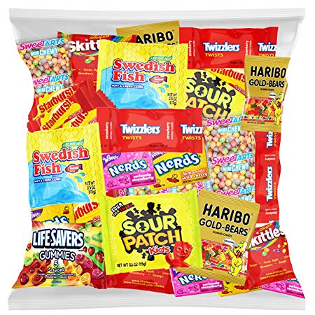 Bulk Assorted Fruit Candy - Starburst, Skittles, Swedish Fish, SweeTarts, Nerds, Sour Patch Kids, Haribo Gold-Bears Gummi Bears & Twizzlers (32 Oz Variety Fun Pack).Party Perfect Package! by Variety F