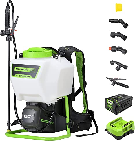 Greenworks 80V Backpack Sprayer 4 Gallon,Battery Powered Backpack Sprayer Kit for Weeding, Spraying, Cleaning