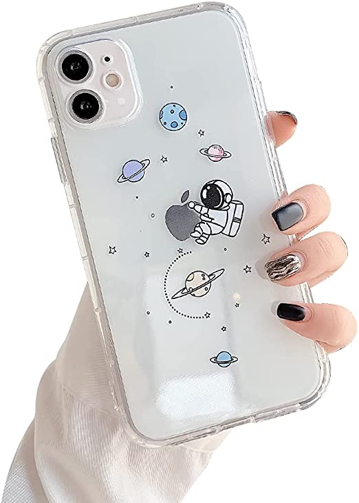Ownest Compatible with iPhone 12 /iPhone 12 Pro Case for Clear Creative Astronaut Cute Cartoon Pattern for Boys Girls Soft TPU Protective Slim Shockproof Case for iPhone 12/12 Pro-Hug