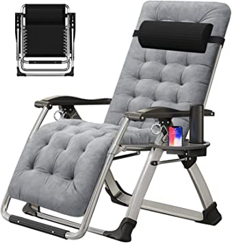 SLSY Zero Gravity Chair, Reclining Lounge Chair with Removable Cushion & Tray for Indoor and Outdoor, Ergonomic Patio Recliner Folding Reclining Chair