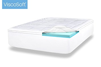 ViscoSoft 4-Inch Full Luxury Dual Layer Gel-Infused Memory Foam Mattress Topper - Includes Quilted, Down-Alternative Pillow Top Cover - Made in USA