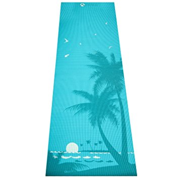 Aurorae Printed Extra Thick 5mm and 72" Long Premium Eco Safe Yoga Mat with Non Slip Rosin