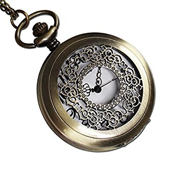 Mighty Gadget MG0001 Vintage Style Analog Quartz Antique Pocket Watch with 31-Inch Chain