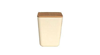 Clean Dezign Bamboo Fiber Canister Storage Jar with Airtight Bamboo Lid 32oz. (1-piece Medium White)